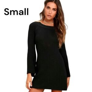 Small Lulu's black knit long sleeve sweater dress